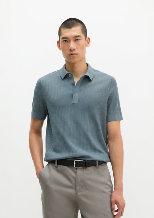 Regular-fit knit polo shirt — Black Pepper