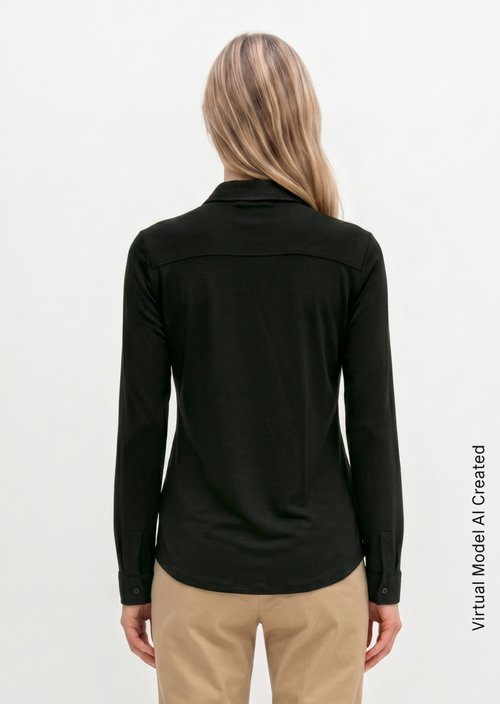 Regular jersey blouse — Black
