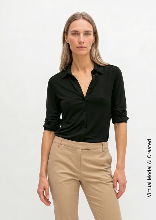 Regular jersey blouse — Black