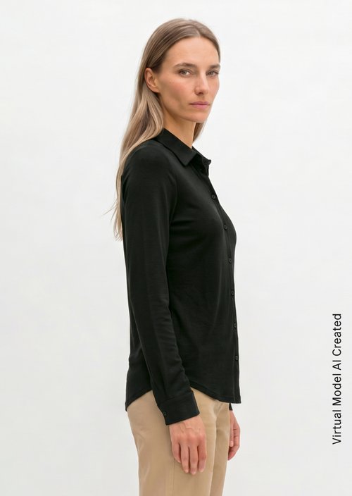 Regular jersey blouse — Black