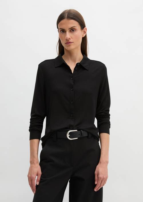 Regular jersey blouse Black in vooraanzicht