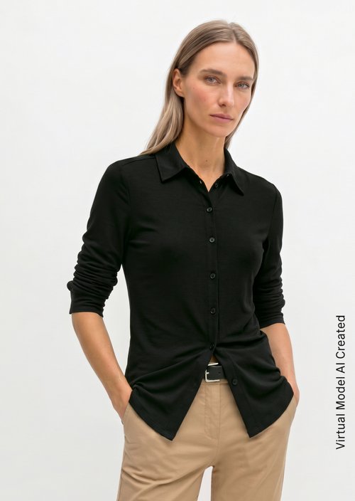 Regular jersey blouse — Black