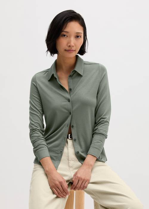 Blouse en jersey regular Foggy Blue en vue de face