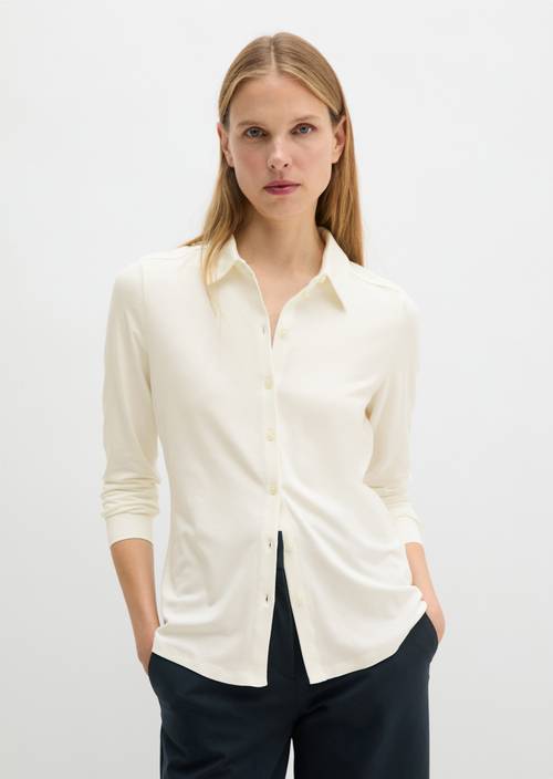 Regular jersey blouse Off White in vooraanzicht