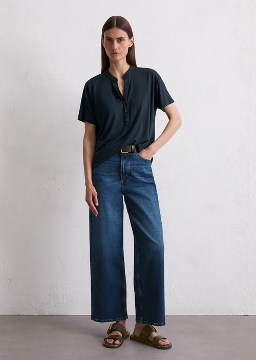 Relaxed jersey blouse — Dark Navy