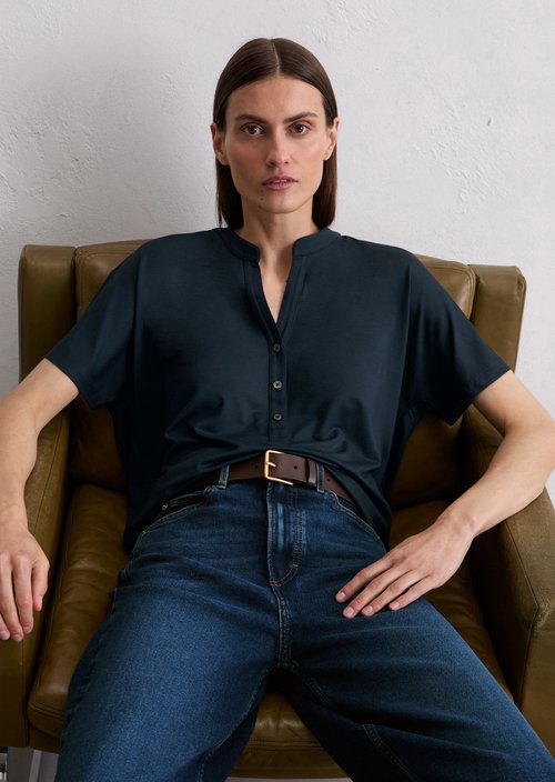 Relaxed jersey blouse — Dark Navy