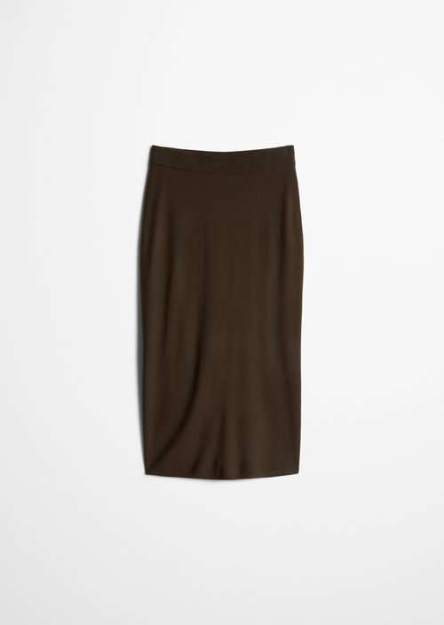 Slim-Fit Fine-Knit Skirt — Burnt Coffee