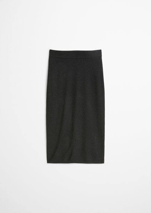 Slim-Fit Fine-Knit Skirt — Coal Grey Melange