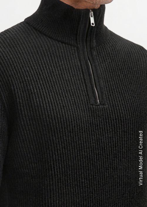 Regular-Fit Knitted Turtleneck — Black