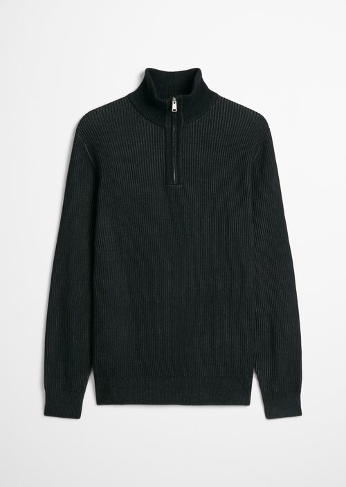 Regular-Fit Knitted Turtleneck — Black