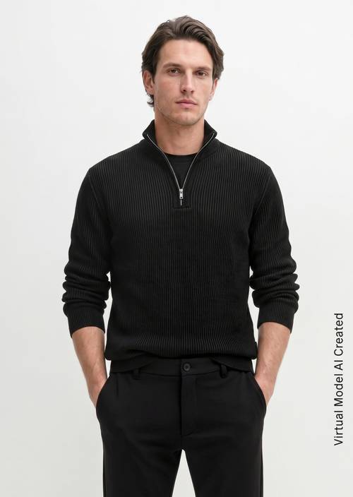 Strick-Troyer regular Black in Frontalansicht