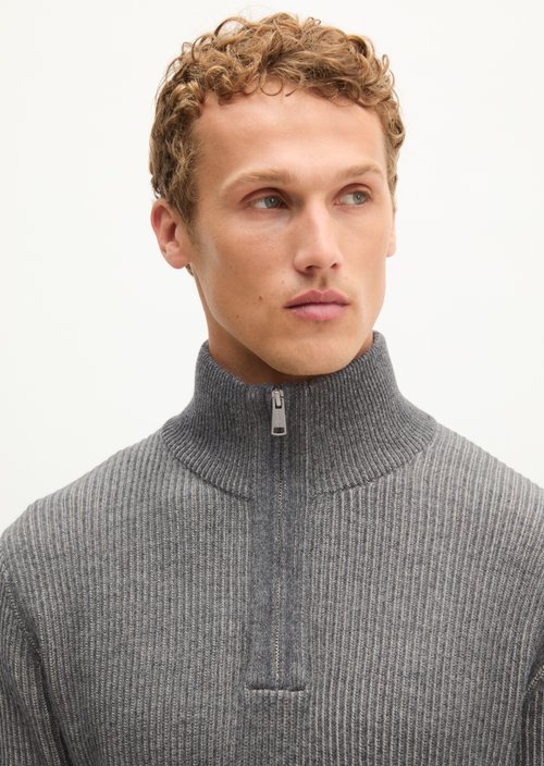 Regular-Fit Knitted Turtleneck — Medium Grey