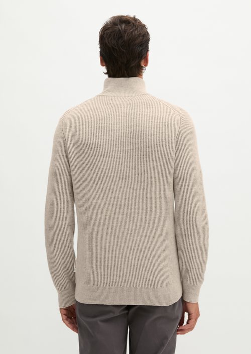 Regular-Fit Knitted Turtleneck — Light Beige (alternate view)