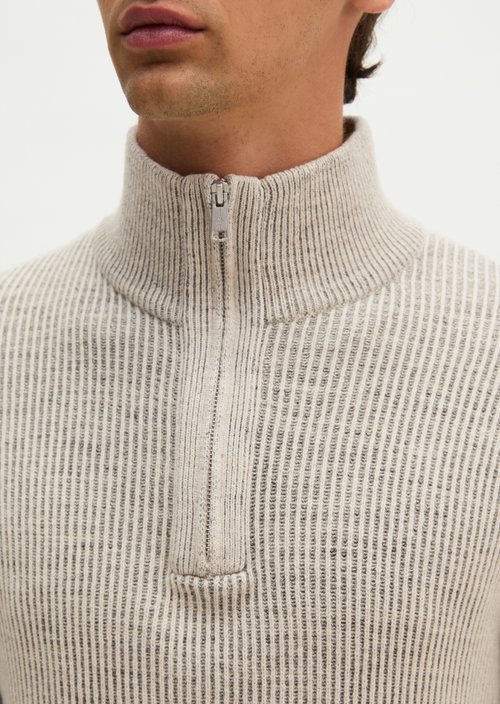 Regular-Fit Knitted Turtleneck — Light Beige