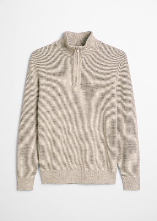 Regular-Fit Knitted Turtleneck — Light Beige