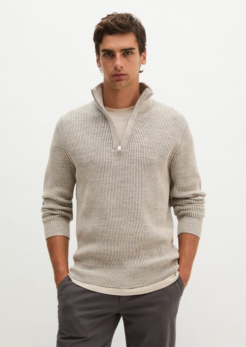 Regular-Fit Knitted Turtleneck — Light Beige