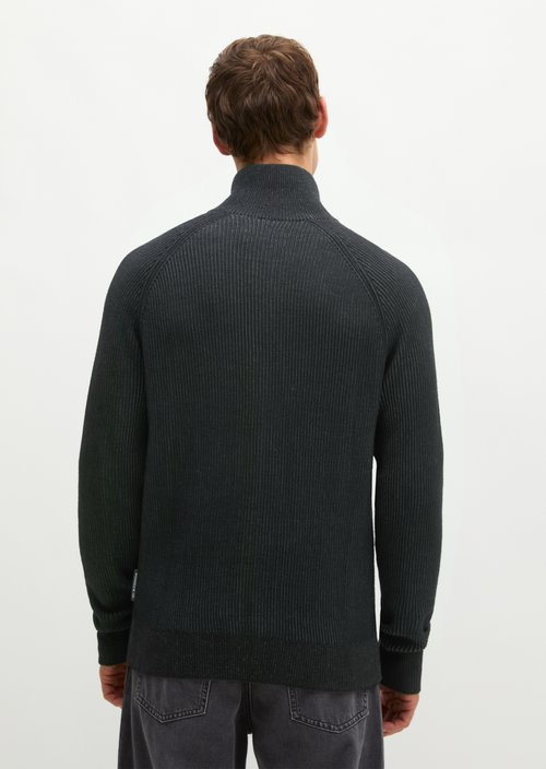 Regular-Fit Stand-Up Collar Cardigan — Black (alternate view)