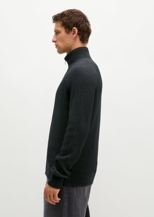 Regular-Fit Stand-Up Collar Cardigan — Black