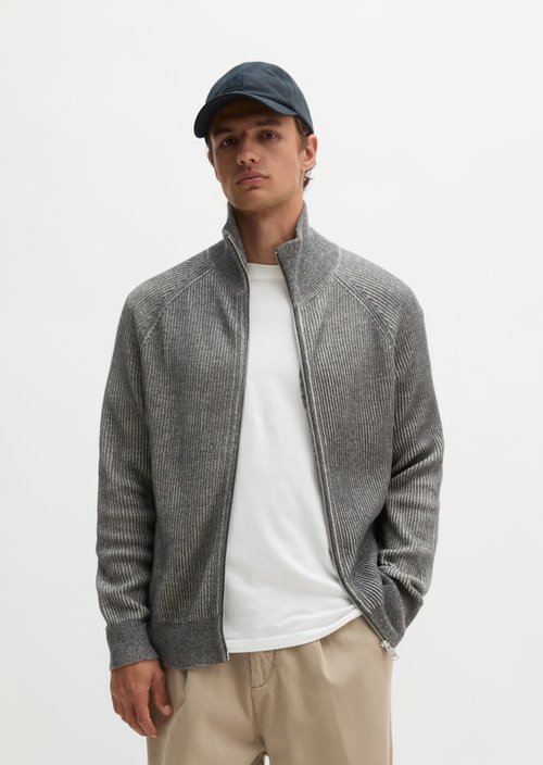 Regular-Fit Stand-Up Collar Cardigan — Medium Grey