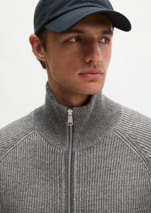 Regular-Fit Stand-Up Collar Cardigan — Medium Grey