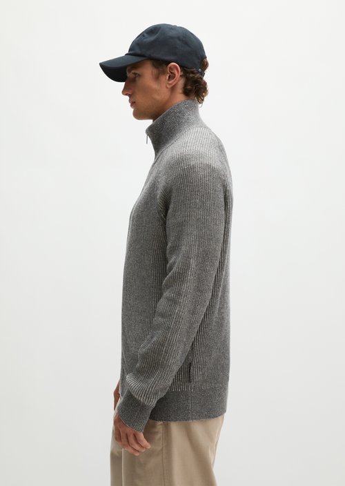 Regular-Fit Stand-Up Collar Cardigan — Medium Grey