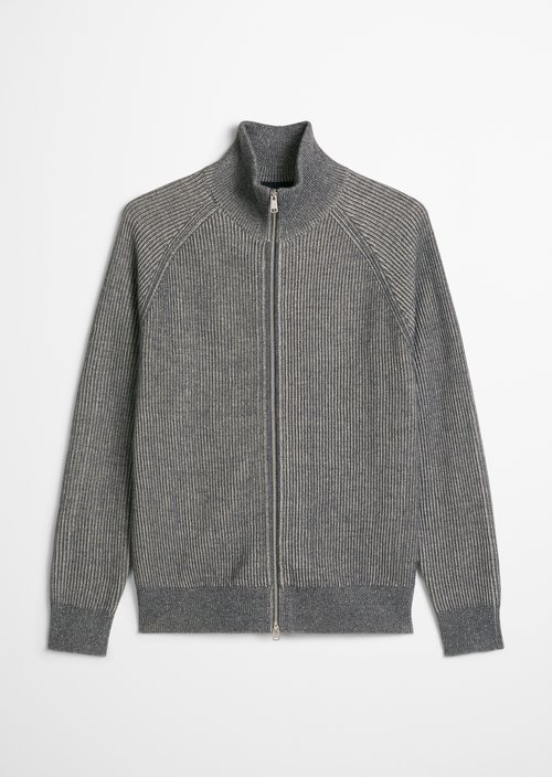 Regular-Fit Stand-Up Collar Cardigan — Medium Grey