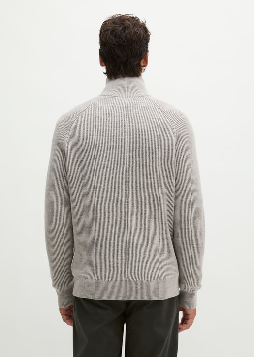 Regular-Fit Stand-Up Collar Cardigan — Light Beige (alternate view)