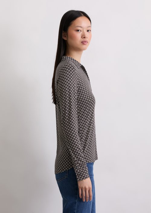 Regular jersey print blouse — Black