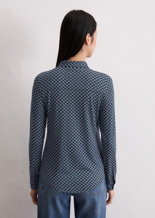 Regular jersey print blouse — Dark Blue