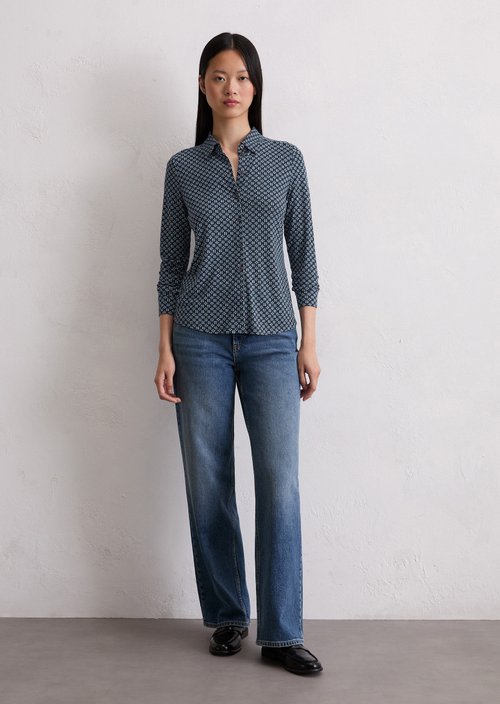 Regular jersey print blouse — Dark Blue