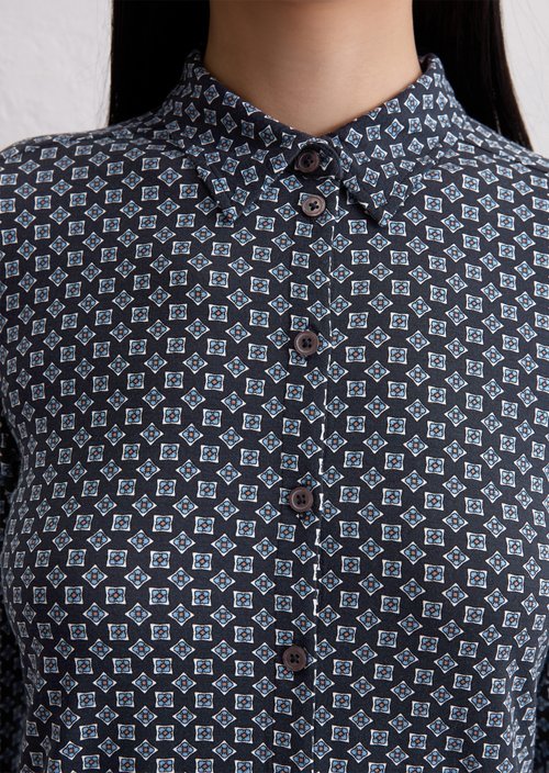 Regular jersey print blouse — Dark Blue