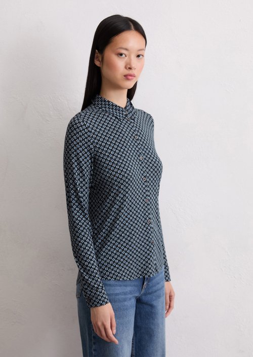 Regular jersey print blouse — Dark Blue