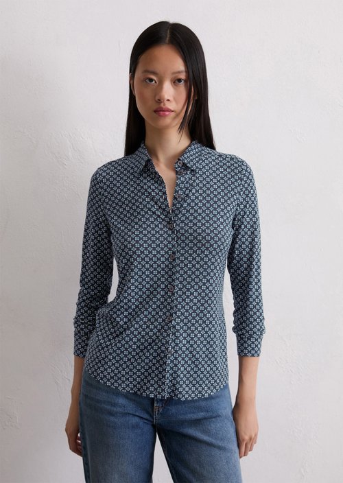 Regular jersey print blouse — Dark Blue