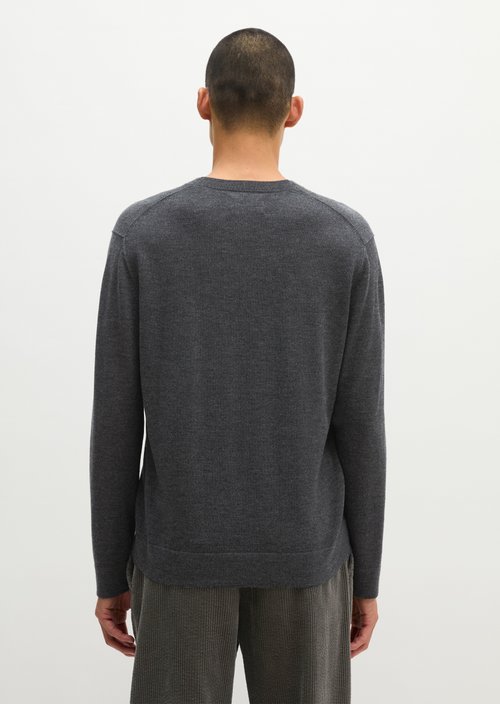 Regular-Fit V-Neck Sweater — Dark Grey Melange