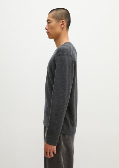 Regular-Fit V-Neck Sweater — Dark Grey Melange