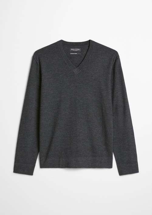 Regular-Fit V-Neck Sweater — Dark Grey Melange