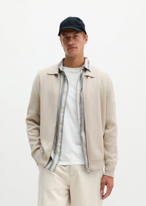 Regular-Fit Cardigan — Grey Silk