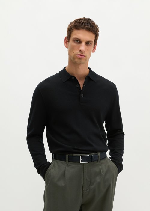 Regular-Fit Knit Polo Shirt — Black