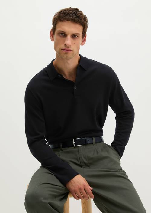 Polo en maille, coupe classique Black en vue de face