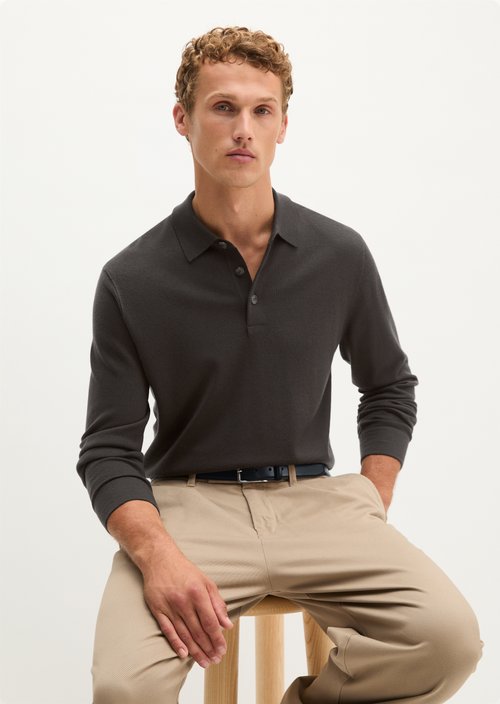 Regular-Fit Knit Polo Shirt — Wooden Earth
