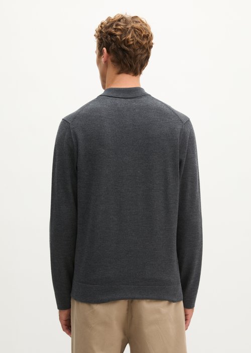 Regular-Fit Knit Polo Shirt — Dark Grey Melange