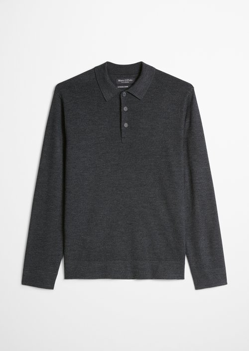 Regular-Fit Knit Polo Shirt — Dark Grey Melange