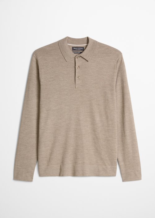 Regular-Fit Knit Polo Shirt — Dark Beige Melange