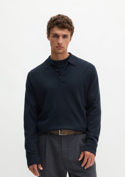 Regular-Fit Knit Polo Shirt — Dark Navy