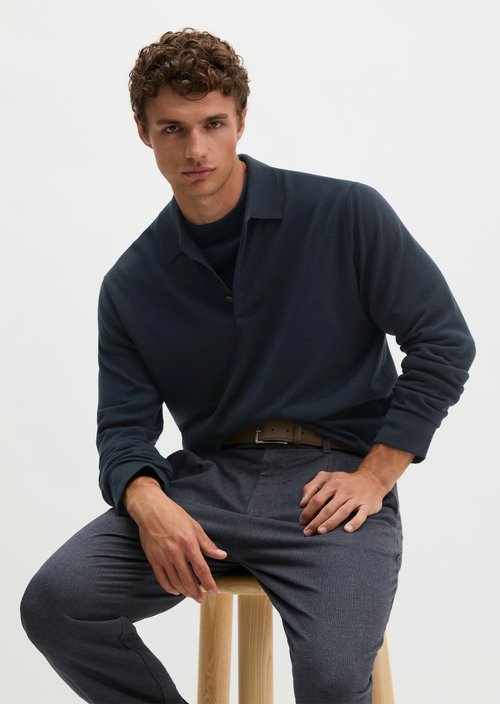 Regular-Fit Knit Polo Shirt — Dark Navy