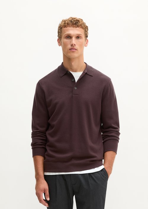 Regular-Fit Knit Polo Shirt — Deep Mullberry