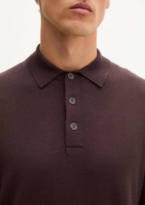Strick-Poloshirt regular Deep Mulberry in Detailansicht