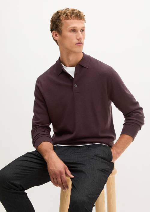 Strick-Poloshirt regular Deep Mulberry in Frontalansicht