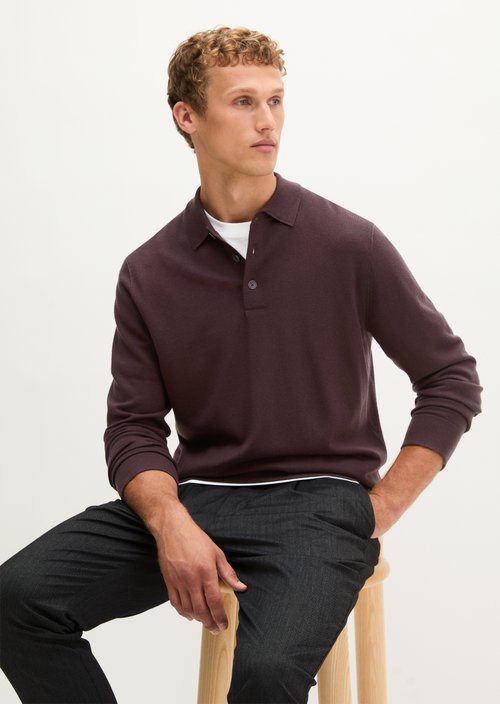 Regular-Fit Knit Polo Shirt — Deep Mullberry