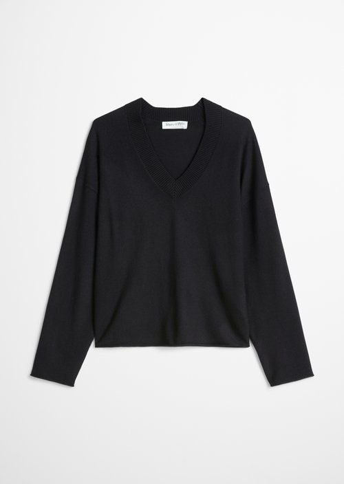 Loose-fitting V-neck sweater — Black